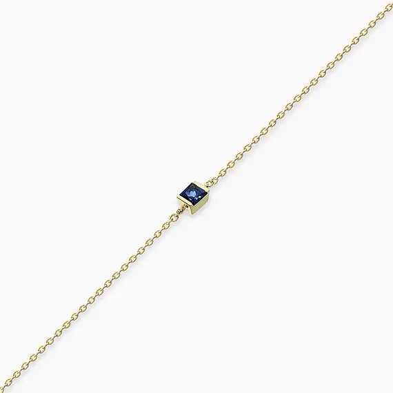Connell 0.20 CT Kalibre Kesim Safir Taşlı Sarı Altın Bileklik - 2