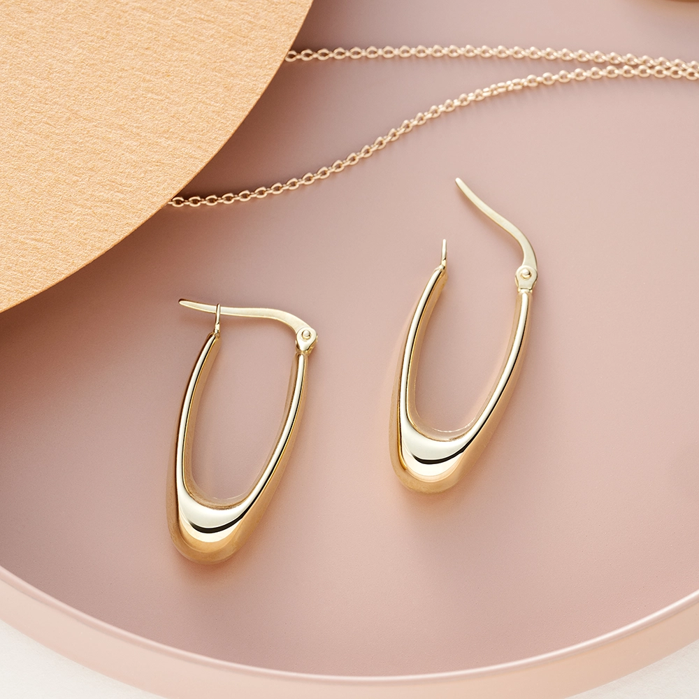 Cora Sarı Altın Halka Küpe - Nev Jewellery (1)