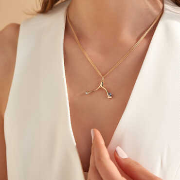 Coral 0.27 CT Blue Sapphire and Diamond Rose Gold Necklace - Nev Jewellery (1)