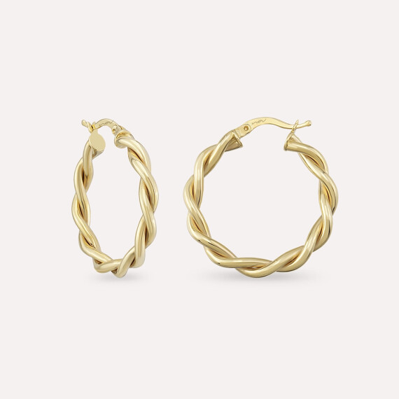 Corda Bold Sarı Altın Halka Küpe - Nev Jewellery
