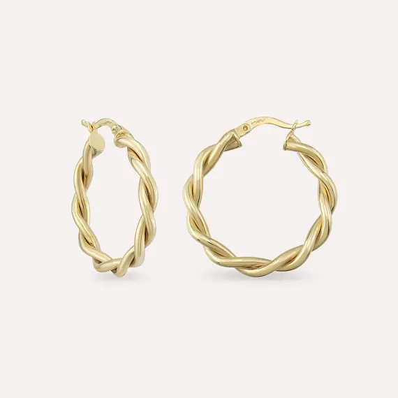 Corda Bold Yellow Gold Hoop Earring - 1