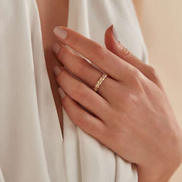 Core Matte 0.20 CT Pırlanta Taşlı Rose Altın Yüzük - Nev Jewellery
