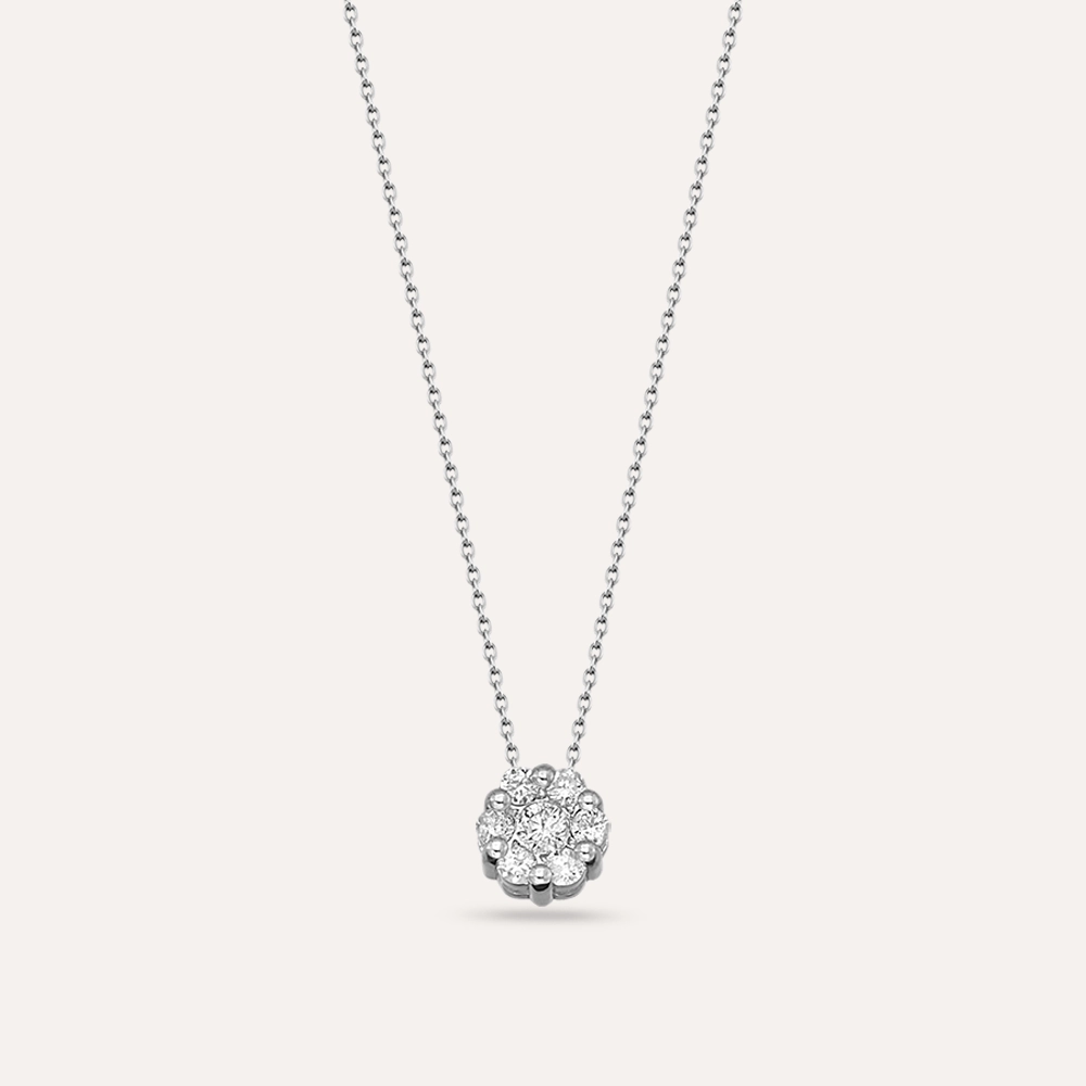 Coronet 0.16 CT Diamond White Gold Flower Necklace - 1