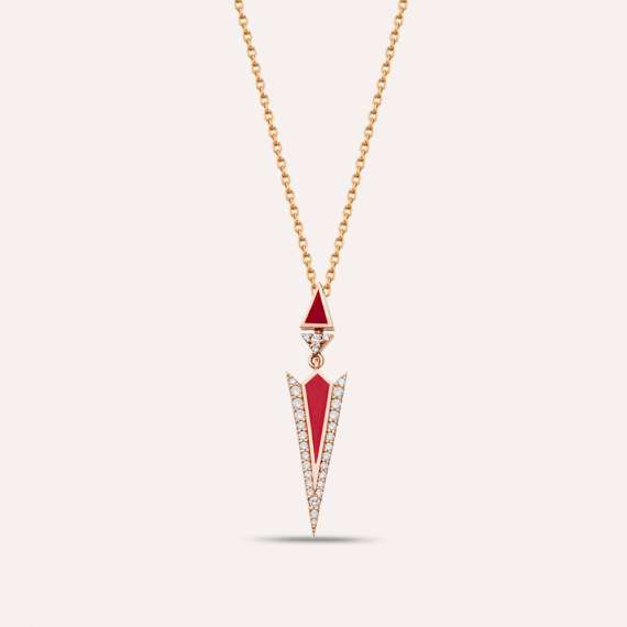 Corvus 0.25 CT Diamond and Red Enamel Pendant - 1