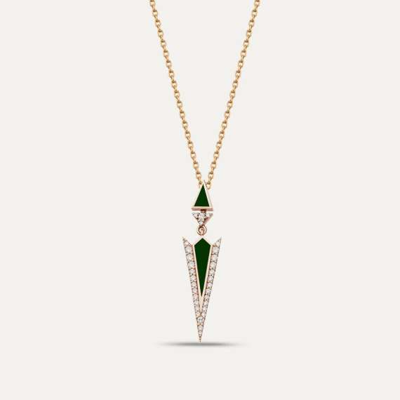 Corvus 0.21 CT Diamond and Green Enamel Pendant - 1