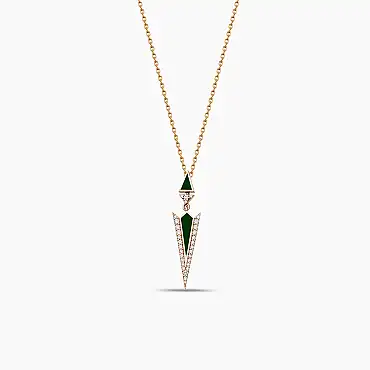 Corvus Pırlanta Taşlı ve Yeşil Mineli Kolye - Nev Jewellery (1)
