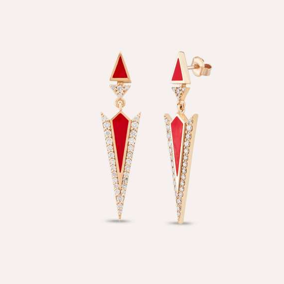 Corvus 0.52 CT Diamond and Red Enamel Earring - 1