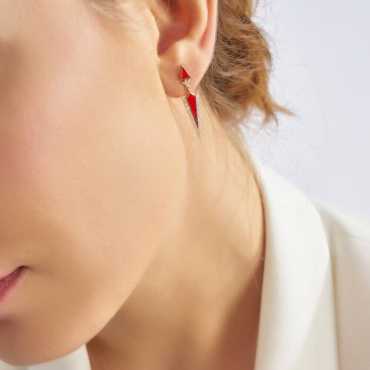 Corvus 0.52 CT Diamond and Red Enamel Earring - Nev Jewellery (1)