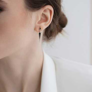 Corvus 0.44 CT Diamond and Green Enamel Earring - Nev Jewellery (1)