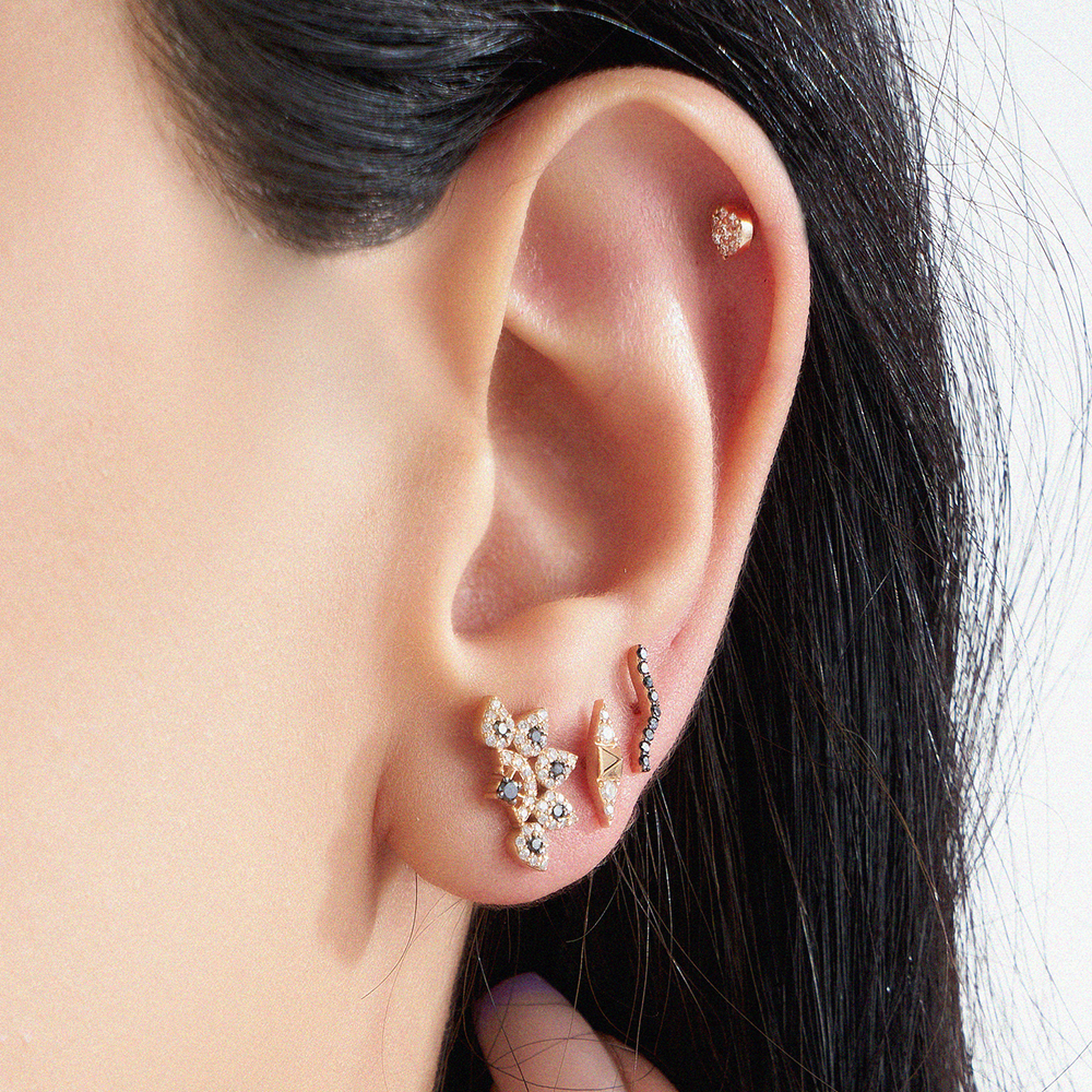 Crimp 0.07 CT Black Diamond Mini Single Earring - Nev Jewellery (1)