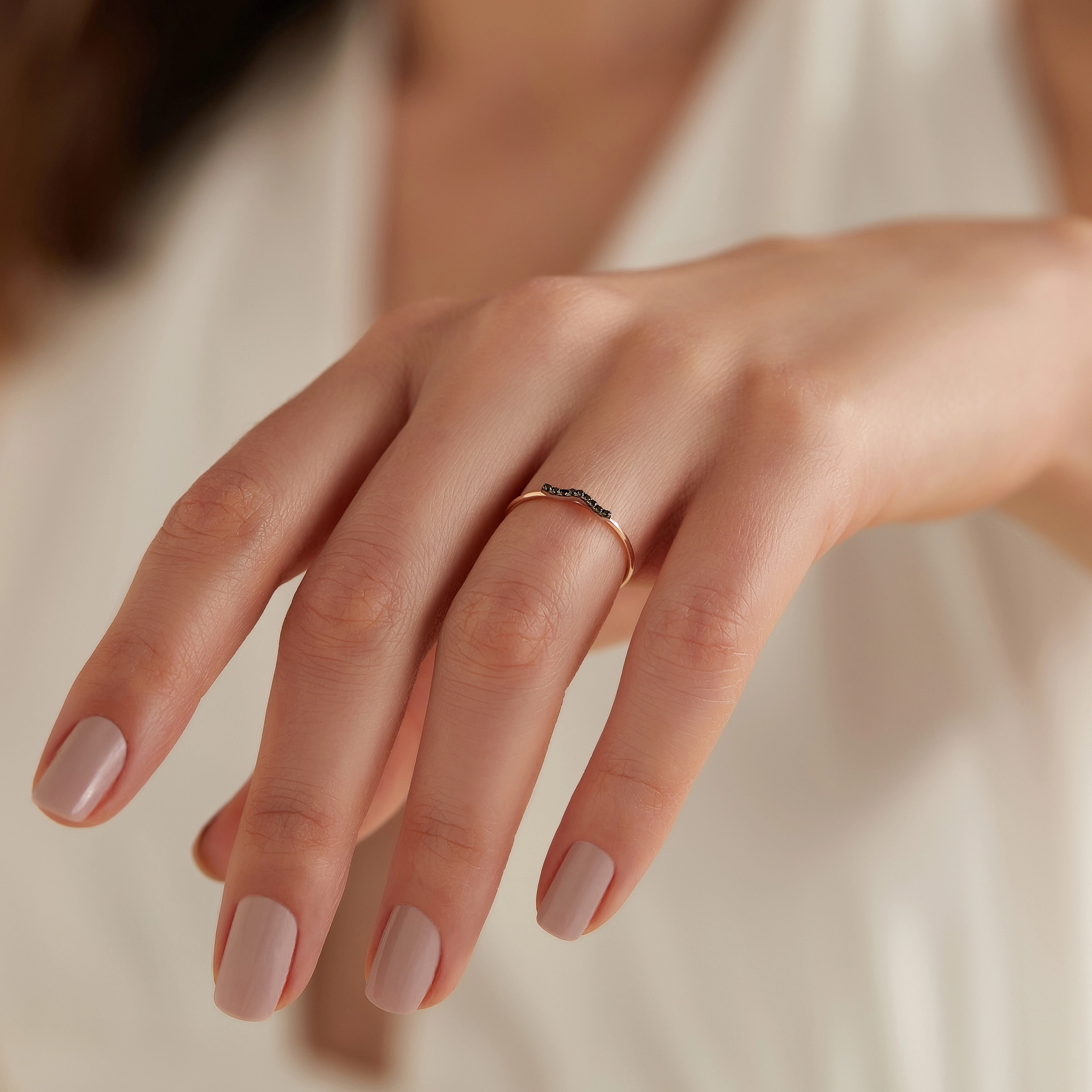 Crimp Black 0.06 CT Black Diamond Ring - Nev Jewellery (1)