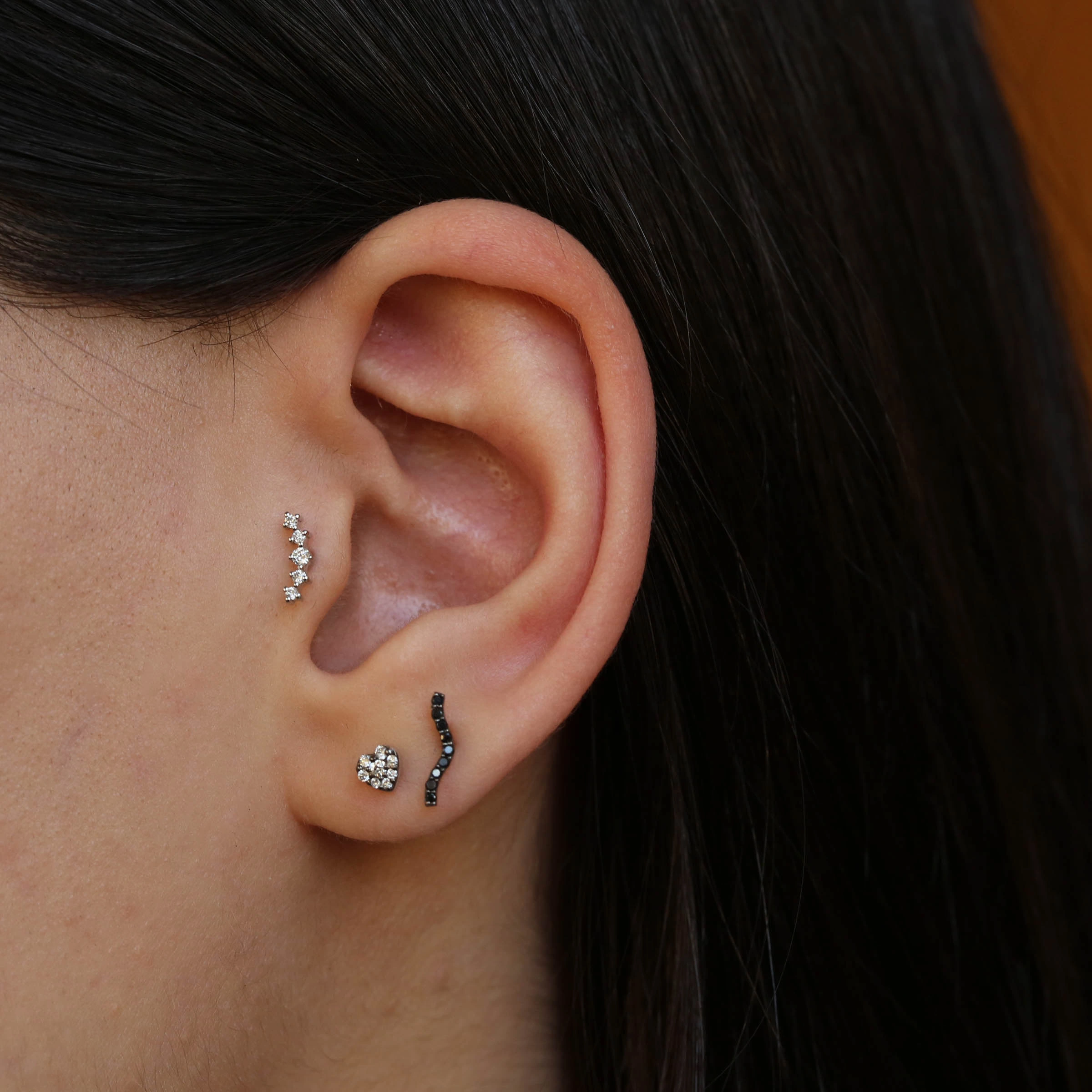 Crimp Black 0.07 CT Black Diamond Mini Single Earring - Nev Jewellery (1)