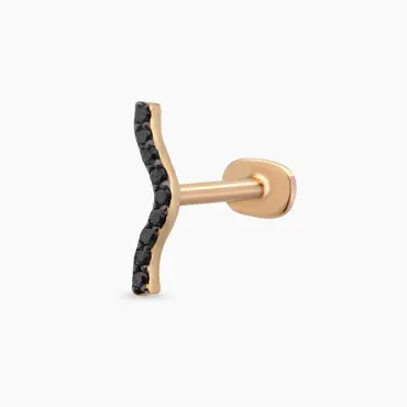 Crimp Siyah Pırlanta Taşlı Rose Altın Piercing - Nev Jewellery (1)