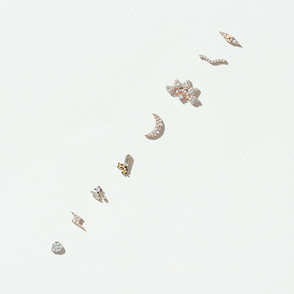 Crimp Rose 0.04 CT Pırlanta Taşlı Mini Tek Küpe - Nev Jewellery (1)