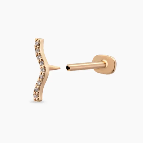 Crimp Rose Pırlanta Taşlı Piercing - 4