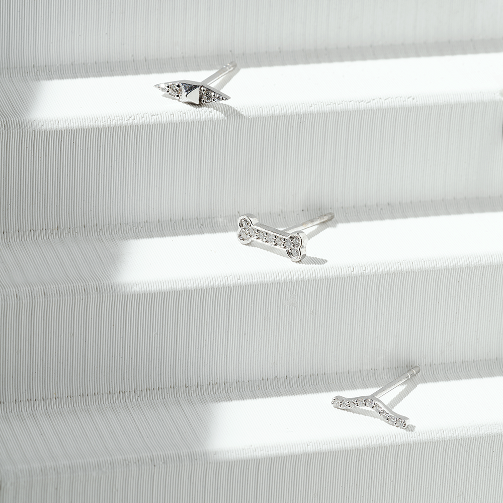 Crimp White 0.04 CT Diamond Mini Single Earring - Nev Jewellery (1)