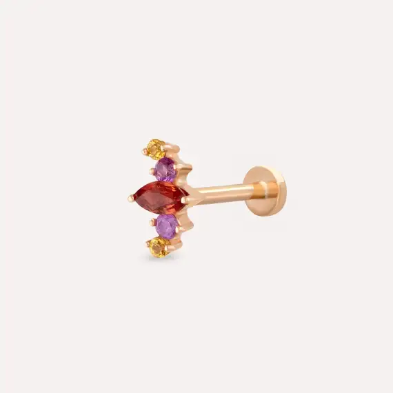 Crown Multicolor Sapphire Rose Gold Piercing - 1