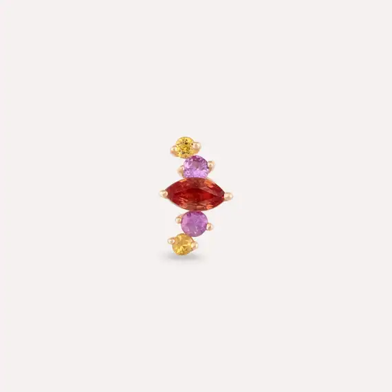 Crown Multicolor Sapphire Rose Gold Piercing - 3