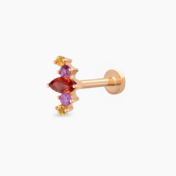 Crown Multicolor Sapphire Rose Gold Piercing - Nev Jewellery