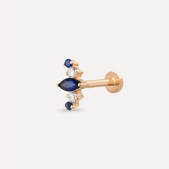 Crown Sapphire and Diamond Rose Gold Piercing - 1