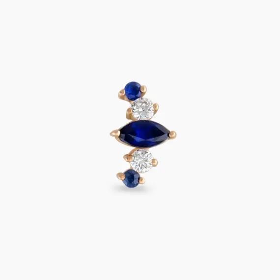 Crown Sapphire and Diamond Rose Gold Piercing - 3
