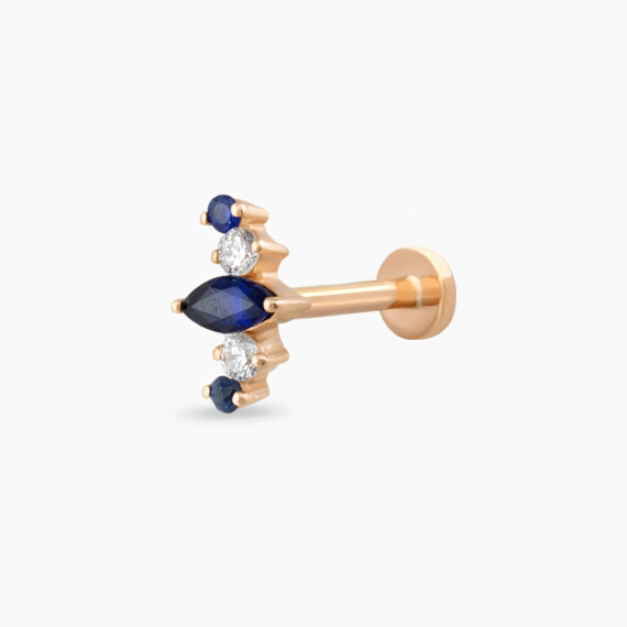 Crown Sapphire and Diamond Rose Gold Piercing - Nev Jewellery