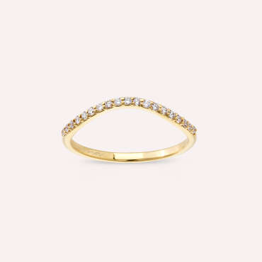 Crush 0.15 CT Pırlanta Taşlı Sarı Altın Yüzük - Nev Jewellery