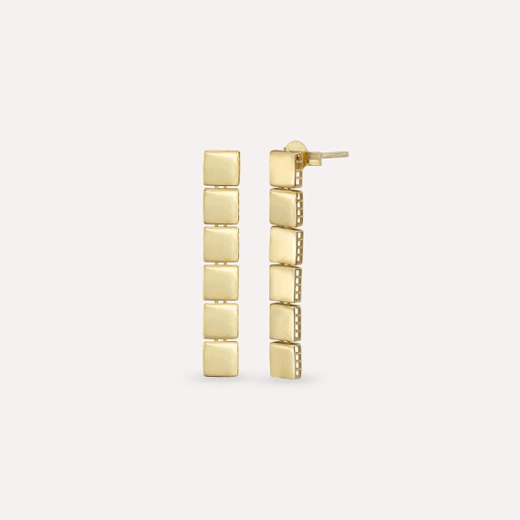 Cube Yellow Gold Dangling Earring - Nev Jewellery