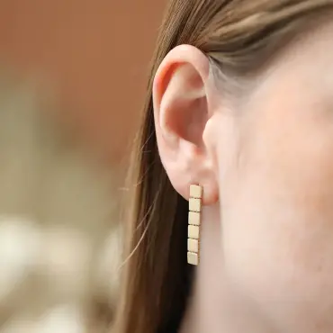 Cube Yellow Gold Dangling Earring - Nev Jewellery (1)