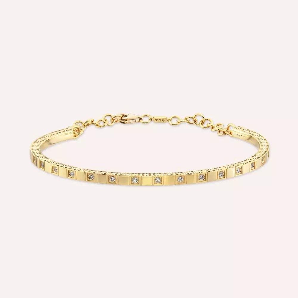 Cubes 0.21 CT Diamond Yellow Gold Bracelet - 2