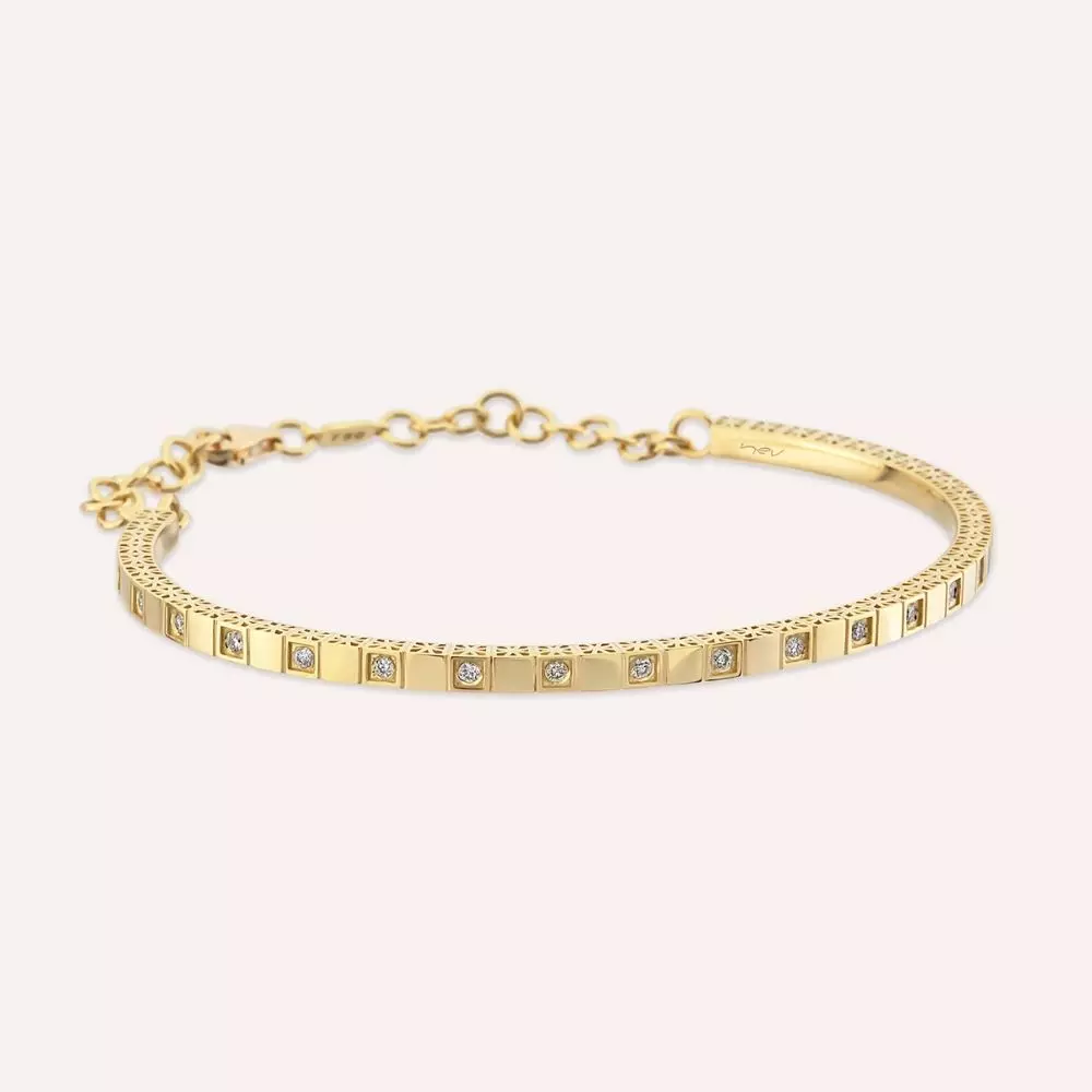 Cubes 0.21 CT Diamond Yellow Gold Bracelet - 3