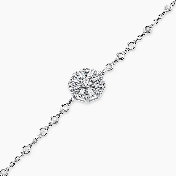 Curio 0.73 CT Baget Pırlanta Taşlı ve Elmas Taşlı Beyaz Altın Bileklik - 3