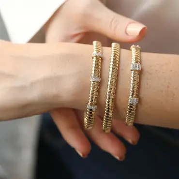 Curly II Sarı Altın Taşlı Bileklik - Nev Jewellery (1)