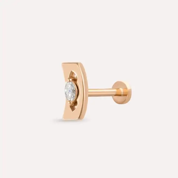 Curve Marquise Cut Diamond Rose Gold Piercing - 1