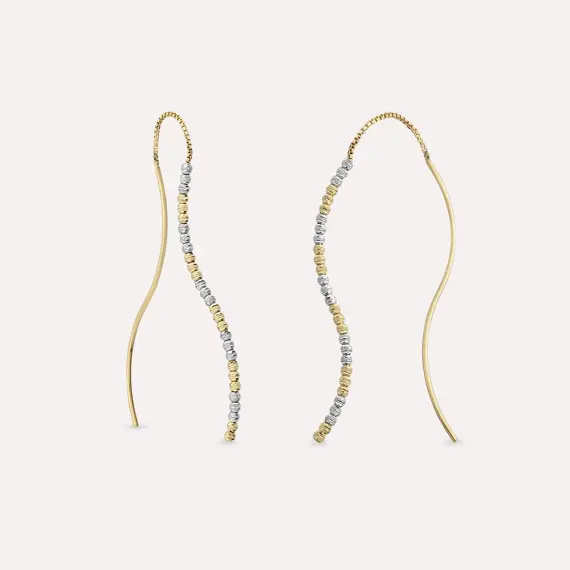 Curve Yellow Gold Dangling Earring - 2