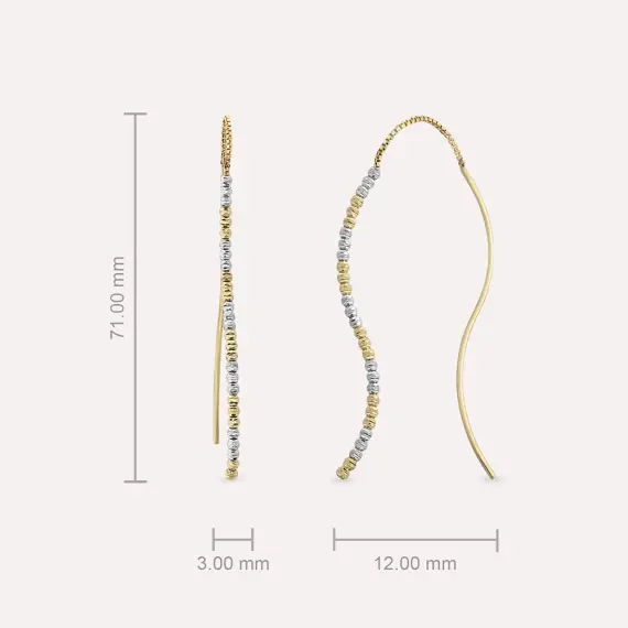 Curve Yellow Gold Dangling Earring - 3