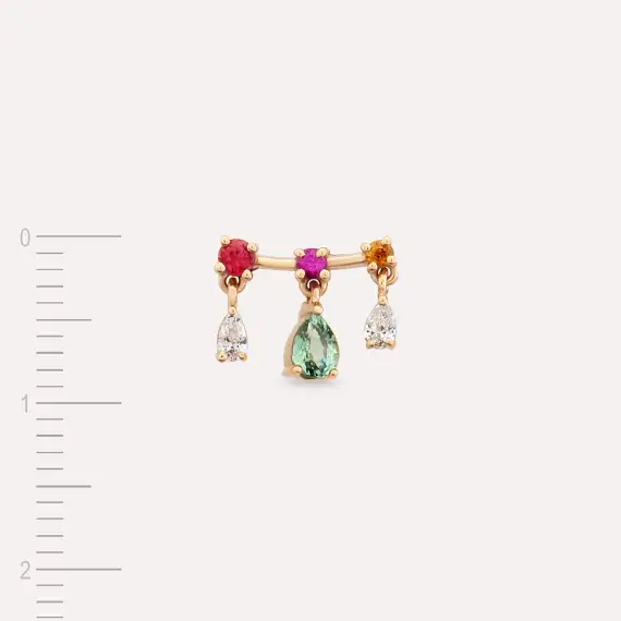 Cybill 0.35 CT Multicolor Sapphire and Diamond Rose Gold Single Earring - 4