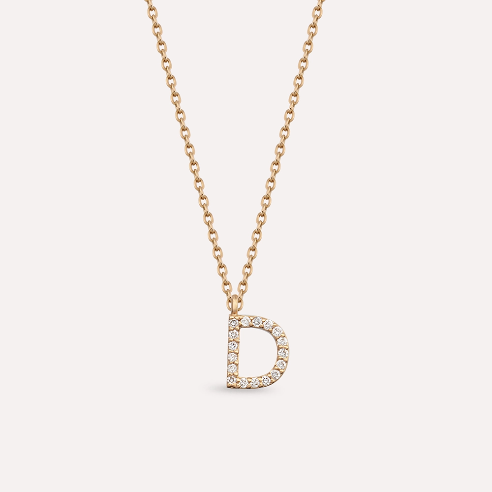 D Letter 0.10 CT Diamond Rose Gold Necklace - 2