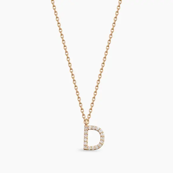 D Letter 0.10 CT Diamond Rose Gold Necklace - 1
