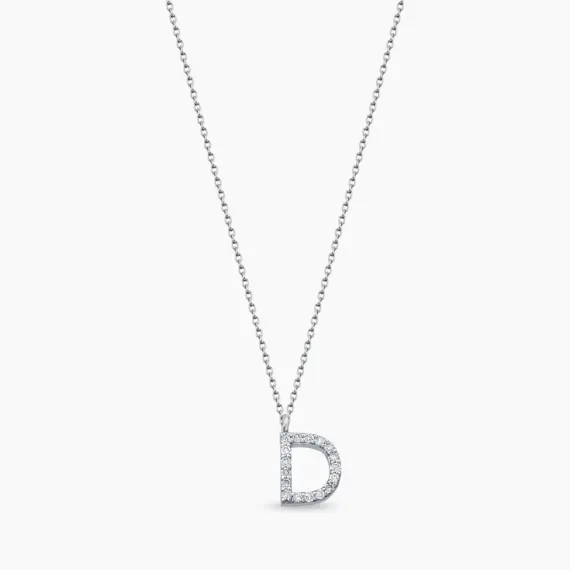D Letter 0.11 CT Diamond White Gold Necklace - 1