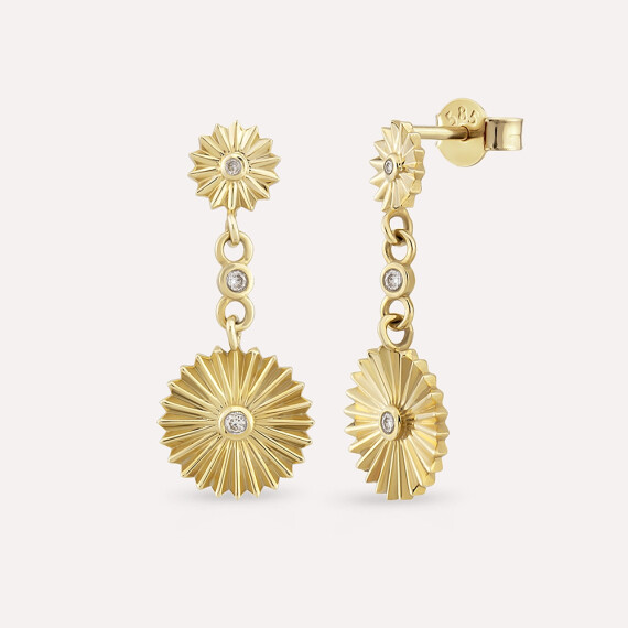 Dalia Yellow Gold Dangling Earring - Nev Jewellery