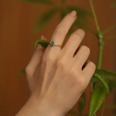 Daphne 0.44 CT Emerald and Diamond Yellow Gold Ring - Nev Jewellery (1)