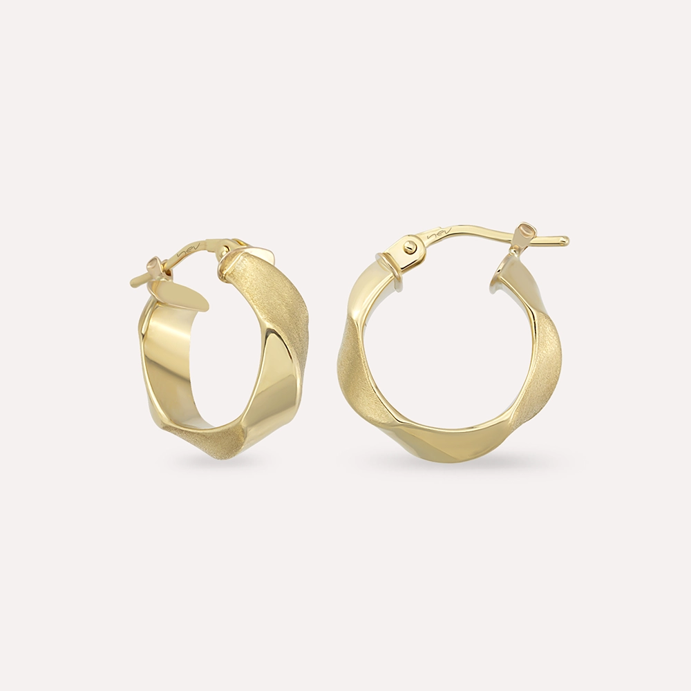 Darian Jr. Sarı Altın Halka Küpe - Nev Jewellery (1)