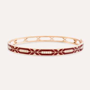 Darkstar 0.45 CT Diamond and Burgundy Enamel Cuff Bangle - Nev Jewellery