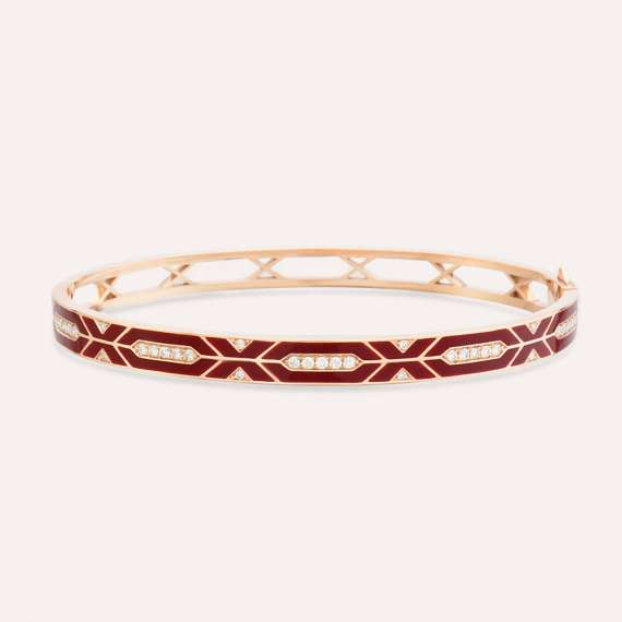 Darkstar 0.45 CT Diamond and Burgundy Enamel Cuff Bangle - 1