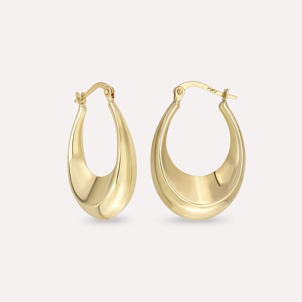 Dean Sarı Altın Halka Küpe - Nev Jewellery (1)