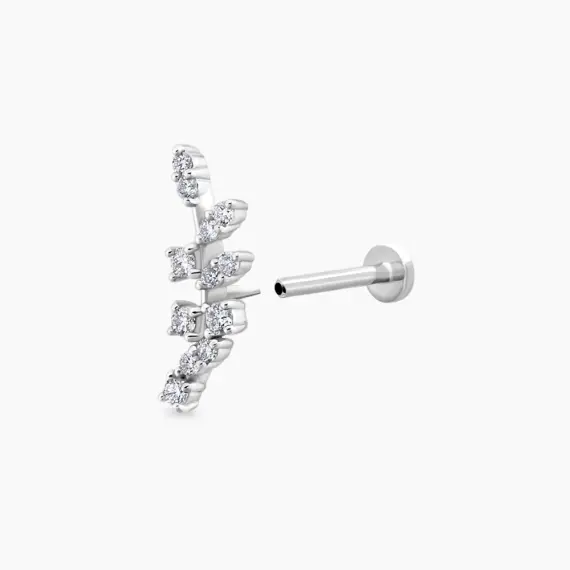 Defne Pırlanta Taşlı Beyaz Altın Piercing - 3