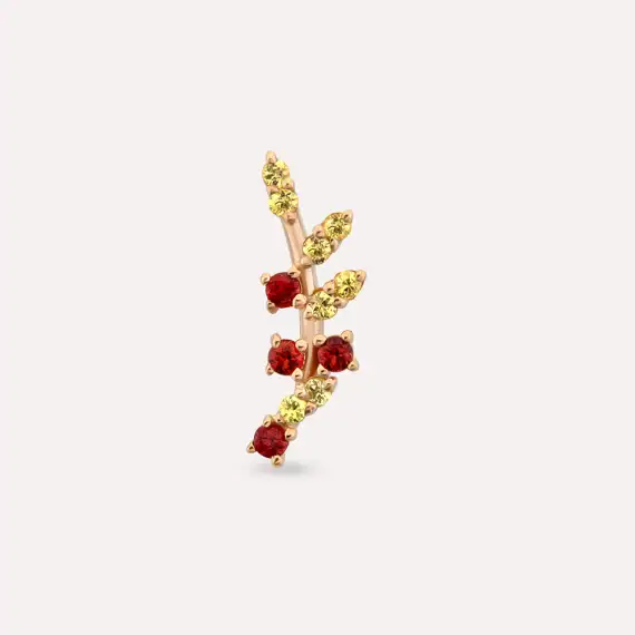 Defne Yellow and Red Sapphire Rose Gold Piercing - 3