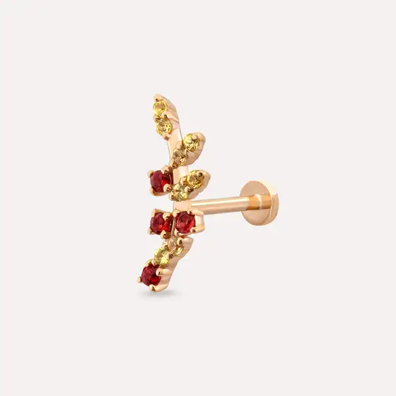 Defne Yellow and Red Sapphire Rose Gold Piercing - 1