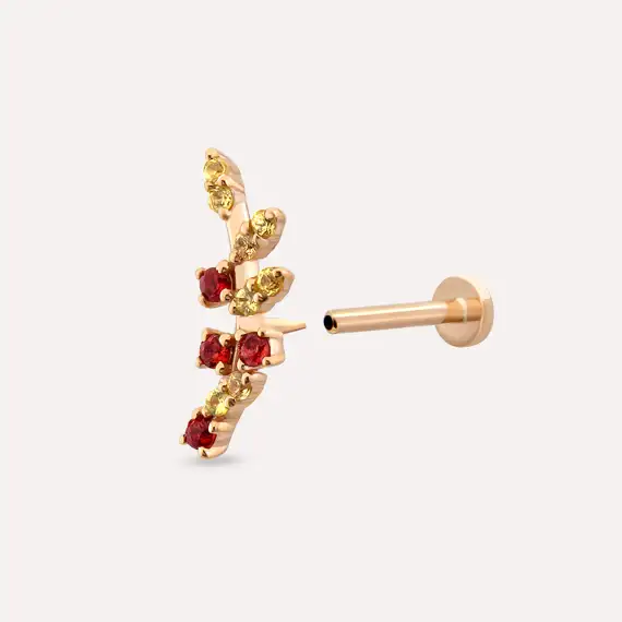 Defne Yellow and Red Sapphire Rose Gold Piercing - 5